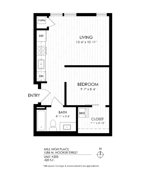 Mile High Place One Bedroom Floor Plan